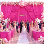 20ft x 10ft Wrinkle Free Hot Pink Wedding Backdrop Curtains for Party Bridal Shower Reception Decorations Hot Pink Fabric Curtain Backdrops Drapes for Photography Baby Shower Birthday Background - Image 4