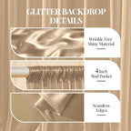 40x10ft Champagne Gold Glitter Backdrop Curtain for Parties, Wrinkle Free Satin Photo Backdrop Drapes 8 Panels Shimmer Back Drop Cloth for Wedding Birthday Baby Shower Photography Background Decor - Image 6