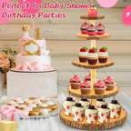 5-Tier Rustic Wooden Cupcake Stand - Large Capacity Display Stand for Woodland Baby Showers, Weddings, Birthdays, Parties, and Farmhouse Decor. - Image 2