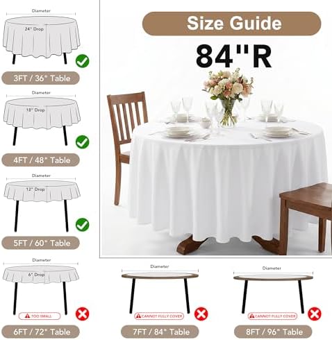 Fitable 8 Pack Rust Tablecloths 84 Inch Round for 36"-60" Tables - Image 4