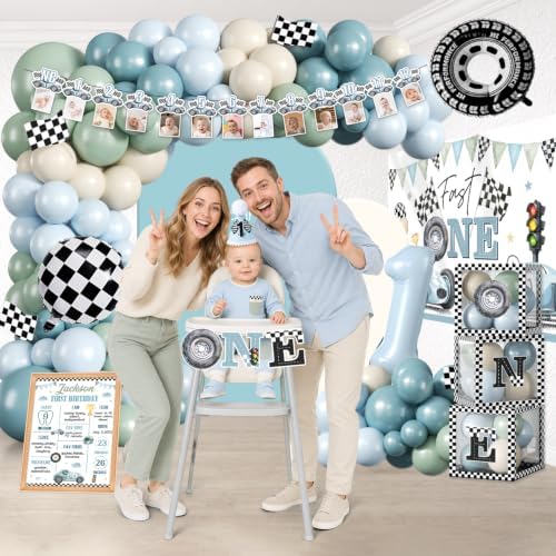295Pcs Fast One Birthday Decorations For Boys, All-in-One Set for 25 Guests - Image 4