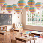 Meooeck 10 Pcs Hanging Hot Air Balloon Decorations Paper Lanterns 12 Inch Reusable Hot Air Balloon Decor Paper Lanterns Set for DIY Craft Wedding Birthday Christmas Home Living Room (Colorful) - Image 4