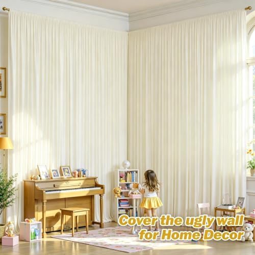 16ftx10ft Wrinkle Free Beige Backdrop Curtain - 10 Feet Photography Backdrop Drapes, Silky Polyester Back Drop Cloth for Wedding Baby Shower Balloon Arch Background - Image 4