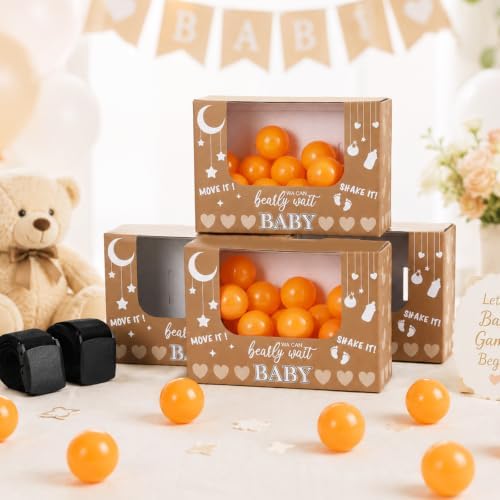 8 Sets Brown Heart Baby Shower Swing Shaking Balls Activity Set for Adults - Image 4