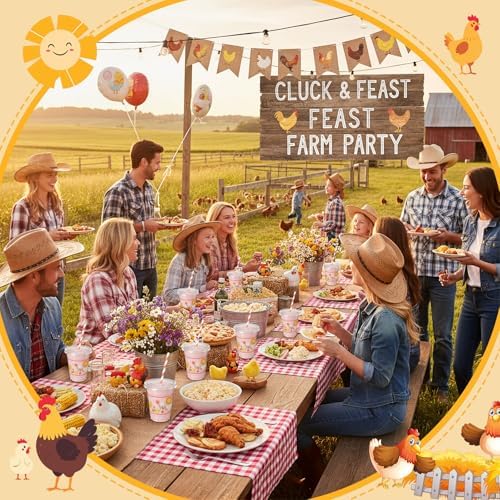FoldTier 50 Pcs Chicken Party Cups 12 oz Birthday Plastic Disposable - Image 6