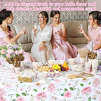 LemonRoad 452 Pcs Pink Floral Party Supplies for 50, Pink Floral Paper Plates Napkins Cups Tablecloth Cutlery Straws Disposable Tableware for Bridal Shower Baby Shower Birthday Tea Party Decorations - Image 4