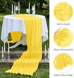 20 Pack Lemon Yellow 17 x 108 Inch Cheesecloth Table Runner - Boho Gauze Sheer Fabric for Wedding Baby Shower Party Home Decor - Image 4