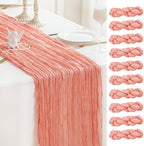 Sioloc 10 Pack Peach Coral Cheesecloth Table Runner 120'' x 35'',Spring Easter Decor Soft Gauze Boho Wedding Table Decor for 10ft Table Birthday Party,Baby Shower, Bridal Shower, Home & Event Decor by HEALTHYCOMFORTLIFE