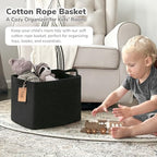 Goodpick 50L Large Woven Rope Storage Basket with Handles, Black - Image 2