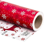 WRAPAHOLIC 30 Inch Jumbo Reversible Christmas Wrapping Paper - 30 Inch x 100 Feet Jumbo Roll Red White Reindeer and Snowflake Wrapping Paper for Christmas, Holiday, Party by WRAPAHOLIC