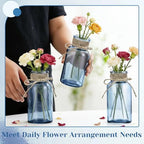Mason Jar Glass Vases 6 Pack, Blue Flower Vase for Centerpieces - Image 4