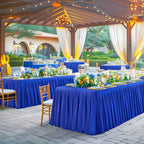 Wish Care Royal Blue Table Clothes for Rectangle Tables 6ft, Wrinkle Resistant Fitted Table Cloth with Pleated Ruffle Skirts for Banquet Wedding Baby Shower Folding Tables - Image 6