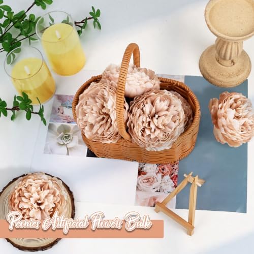 56 Pcs Peonies Artificial Flowers Bulk, 4.7’’ Peonies - Light Brown - Image 3