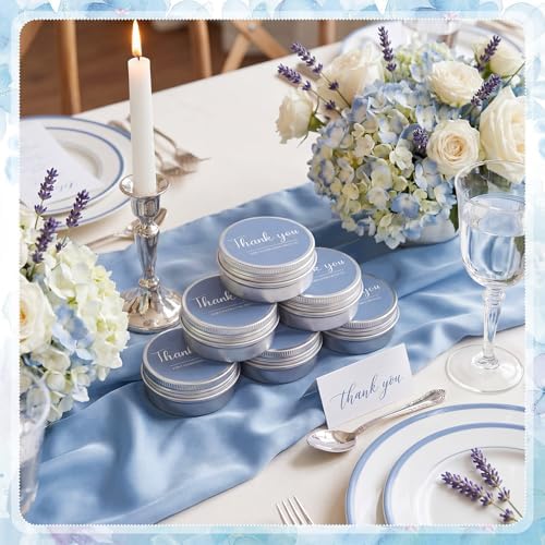MTLEE 50 Pcs Haze Blue Wedding Thank You Candles Gifts for Guests, Bridal Shower Baby Shower Favors, 1 oz Mini Blue Lavender Scented Soy Wax Candles Tin Bulk for Birthday Aromatherapy Party Favors - Image 3