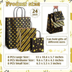 Humyoun 24 Pack Christmas Paper Gift Bags Bulk Assorted Sizes, Black,Gold - Image 2