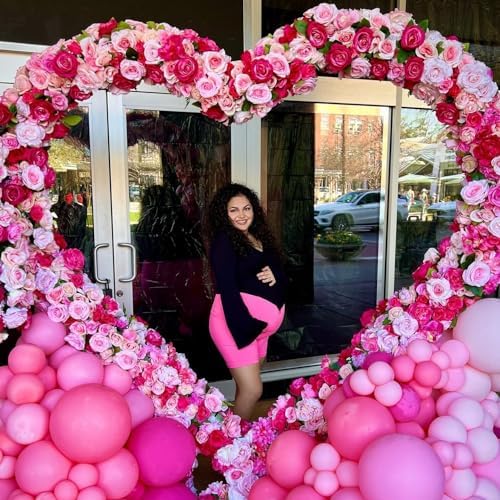 LANGXUN Large Size Metal Balloon Arch Kit, Wedding Heart Arch Stand, Love Balloon Column Arch Frame for Wedding, Bridal, Valentine's Day, Engagement and Birthday Party Supplies (White) - Image 7