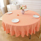 Orange White Gingham Tablecloth Round Dia.70“ - Image 3