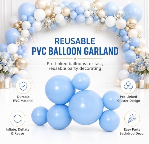 Reusable Inflatable Balloon Garland Arch Kit, Linked PVC Balloons (Purple) - Image 2