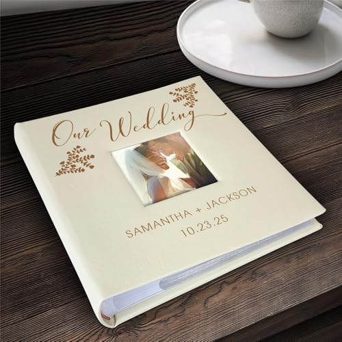 Personalized Wedding Photo Album, Custom Engraved Picture Album, Holds 200 4" x 6" Photos, Leatherette and Laser Engraved Scrapbook, Our Wedding - Image 6