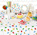 Funnymoom 452 Pcs Christmas Party Decorations for 50 Guests, Colorful Christmas Lights Paper Plates Napkins Cups Tablecloth Cutlery Straws Disposable Tableware Set for Xmas Holiday Party Supplies - Image 4