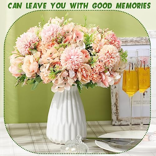 Tigeen 12 Bundles Artificial Flowers Bouquet Silk Peonies, Light Pink - Image 3