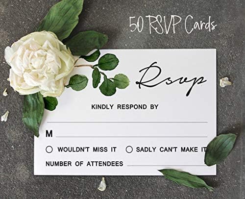 50 Blank RSVP Cards with White Envelopes-Greenery Style Response Card-RSVP for Wedding-Rehearsal Dinner-Baby Shower-Bridal Shower-Engagement Party Invitations - Image 5