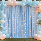 10x10ft Baby Blue Backdrop Curtains with Lights Photo Drapes Wrinkle Free Fabric Backdrop Curtain for Wedding Birthday Party Baby Shower Shoot Bridal Shower Home Party Background Decorations by Shillance