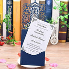 FOMTOR 50-Pack Blue Laser Cut Wedding Invitation Cards Set w/Envelopes & Inserts & Seals – for Wedding, Bridal Shower, Graduation, Birthday Party, Engagement, Anniversary - Image 3