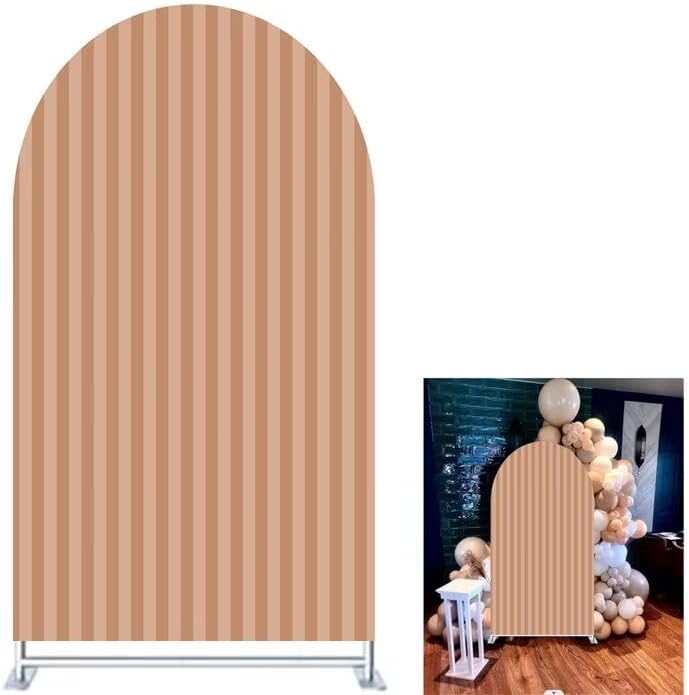 FiVan Arch Covers Stretchy Brown Stripes Backdrop for Birthday Baby Shower Party Decoration 3x6ft Baptism Background Props by FiVan