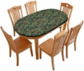 A Winter's Day Fabric Collection - Winter Chickadees Dark Teal Print Oval Table Cloth Wipeable Spillproof Elastic for Dining Table Buffet Parties and Camping Fits for 48" x 68" Oval Table by ZNCTFMR