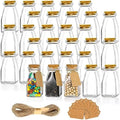 yarlung 30 Pack Glass Favor Jars with Cork Lids, 4 OZ Clear Small Candy Jars Set Square Decorative Bottles for Thanksgiving Gift, Christmas, Baby Shower Wedding Party Favor, Brown Labels and Strings by Yarlung