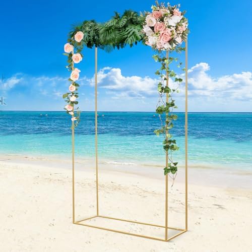 Square Backdrop Stand, Galvanized Color Metal Balloon Arch Stand, Wedding Arch Garden Gazebo Backdrop - for Wedding, Baby Birthday Party, Birthday Party Photo backdrops - Image 3