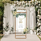 4.9 Feet Tall Welcome Sign Frame Wedding Sign Stand Gold Large Seating Chart Frame Guest List Directory Geometric Stand Metal Wedding Welcome Sign Floral Ceremony Decorations For Weddings Birthday - Image 3