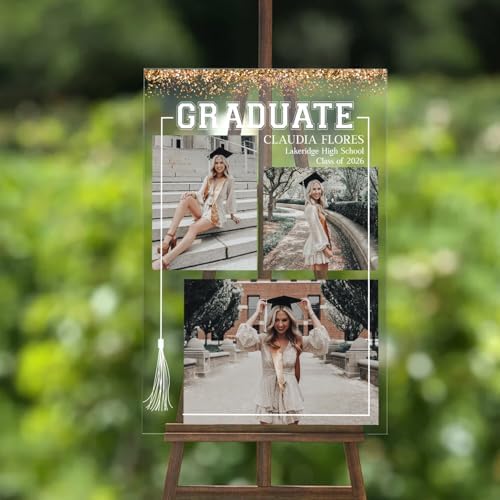 Personalized Clear Graduation Yard Sign with Photos – Custom Acrylic Senior Graduation Welcome Sign for High School Class of 2026 Party Decorations, Outdoor Lawn Display, Photo Collage Sign - Image 5