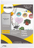Mr-Label White Matte Printable Vinyl Sticker Paper - Waterproof Full Letter Sheet Label – for Inkjet/Laser Printer - for Home Business|DIY Stickers(100 sheets/100 Labels) by MR-LABEL