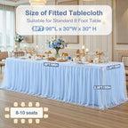 4 Pack Baby Blue Tablecloth for 8 Foot Rectangle Tables Tulle Table Skirt - Image 2
