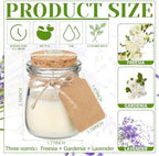 MTLEE 50 Pcs Wedding Jar Candles for Guests Wedding Candle Gift Natural Wax Candles with DIY Tag Cards for Bridesmaid Baby Shower Party Favors Home Supply Decor, Scents of Freesia/Gardenia/Lavender - Image 6