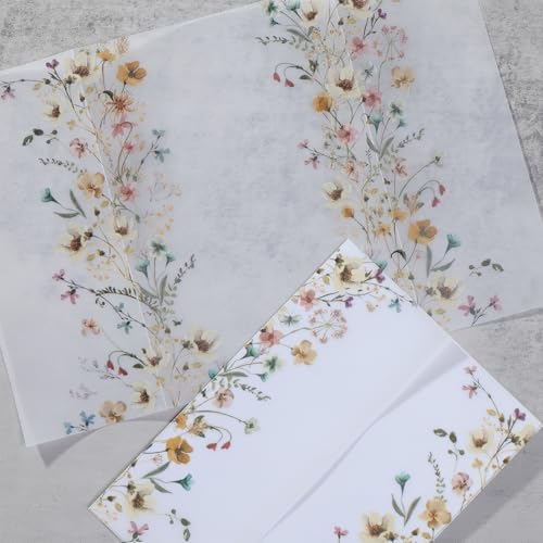 UNIQOOO 50 Pack Blur Wildflower Pre-Folded Vellum Jackets &UNIQOOO Wax Seal Stickers - Baby‘s Breath - Image 6