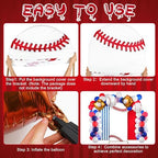 Foilswirl Baseball Theme Photo Background 4ft 5ft 6ft Spandex Arch Backdrop Cover for Photography Studio, Red Blue White Sports Backdrop for Photo Shoot Props - Image 4