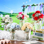 Zeyune 6 Sets Mason Jar Flowers Centerpiece Table Decorations,Blue - Image 7