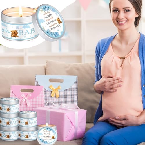 MTLEE Bear 24 Pcs Baby Shower Party Favors Candles Lavender Scented Baby Shower Favors for Guests Rustic Tealights Candles Gender Reveal Return Gifts(Blue, 1.2 oz) - Image 5