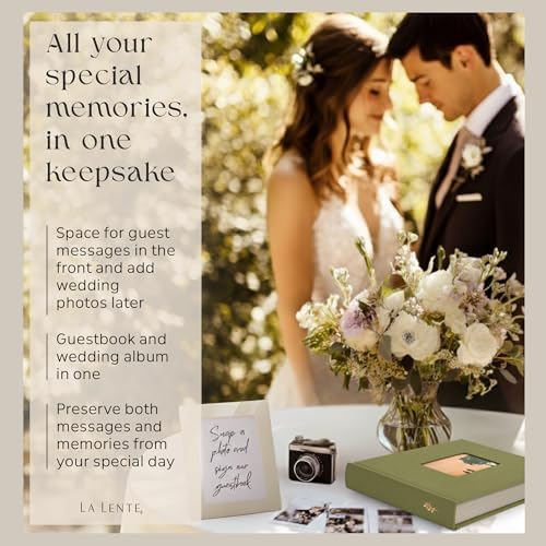 Premium Scrapbook Album with Window and Writing Space – 60 Pages holds 200 Photos of Different Sizes – Wedding, Baby, Travel & Family Memories – 11.4" x 8.6" - Olive - Image 3