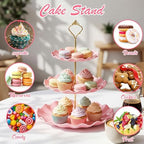 LemonRoad 19 Pcs Cupcake Stand Holder Dessert Table Display,Clear and Pink - Image 6