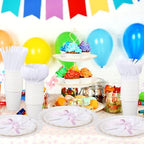 Ziliny 350 Pcs White Plates and Napkins, 50 Guest White Party Supplies Include Scalloped Paper Plates Napkins Cups Plastic Spoons Forks Knives Disposable Tableware Set for Weeding Bridal Baby Shower - Image 4