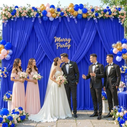 20ft x 10ft Royal Blue Backdrop Curtains Wrinkle Free Polyester Drapes - Image 6