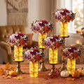 Domensi Set of 6 LED Lighted Floral Table Centerpieces, Faux Roses, Eucalyptus & Baby's Breath in Acrylic Vase, Glowing Rustic Wedding Decor for Bridal Shower & Dining Table (5 Colors) by Domensi