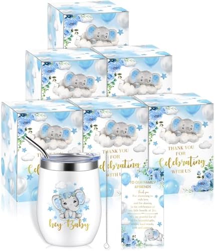 Hoolerry 6 Set Baby Shower Cups, 12oz Stainless Steel Tumbler, Elephant by Hoolerry