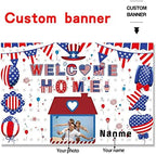 Custom Welcome Home Decorations Kit Military Welcome Home Banner Red White and Blue Balloons Patriotic Paper Fans Star Streamers Tablecloth for Patriotic Memorial Day Deployment Returning Party Decor(6x9ft) - Image 2