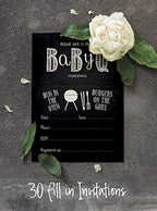 Pack of 30 Baby Shower Invites, Bun in Th Oven BBQ Party Invitations, Fill in Blank Invitations with Envelopes 5 x 7 inches - Image 4