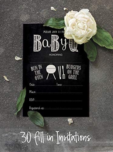 Pack of 30 Baby Shower Invites, Bun in Th Oven BBQ Party Invitations, Fill in Blank Invitations with Envelopes 5 x 7 inches - Image 4